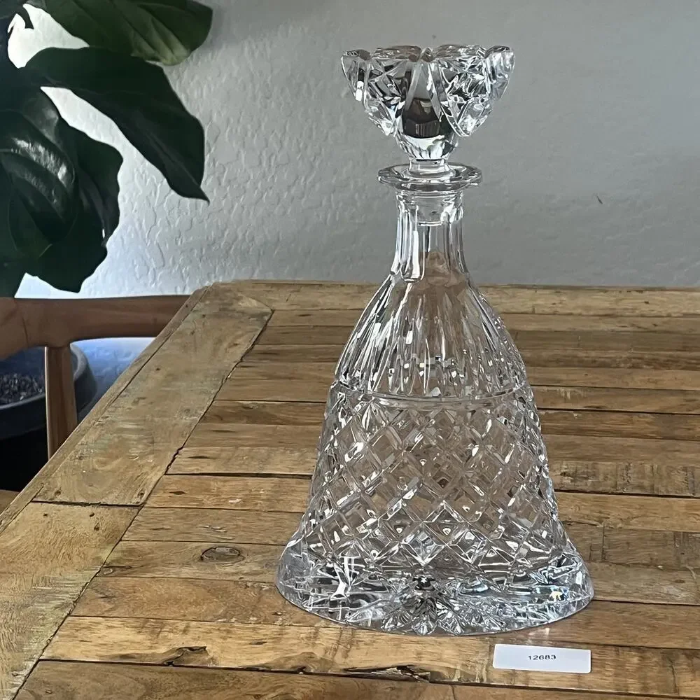 Vintage Bell Shaped Heavy Cut Glass Crystal Liquor Decanter 13